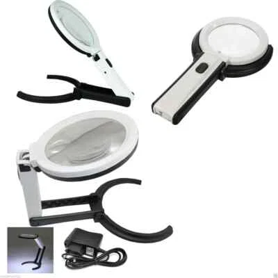 Lampada Lente DI Ingrandimento Da Tavolo a Luce 10 Led Portatile 120 MM A 28 MM - Immagine 1 di 4