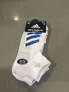 Adidas Men's SuperLite Low Cut Socks - White / Blue - Men's Size: L (6-12) NEW ! - Picture 1 of 1
