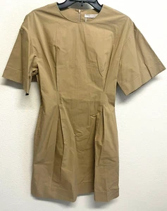 Mini Vestido STUDIO D'aaRI Talla M Plisados Bolsillos Camel Minimalista NUEVO - Imagen 1 de 11