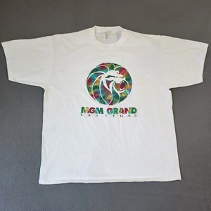 Vintage MGM Casino Las Vegas Shirt Adult XL White Puffy Raised Logo 90s Mens - Picture 1 of 9