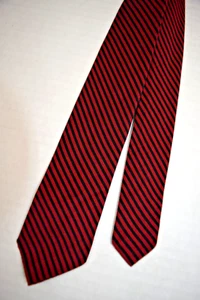 Neck Tie VTG Rock n Roll 60s Carmine Red Black Stripe Skinny Tie 52" x 2" - Picture 1 of 5
