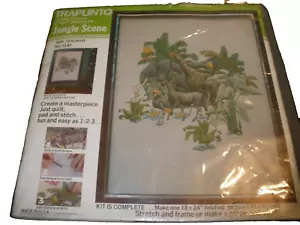 NEU Trapunto Crewel Kit Jungle Scene #7187 fertig ist 18"x24" - Bild 1 von 7