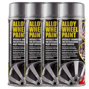 Car Alloy Wheels Paint Spray E-TECH Refurbishment Metallic Silver 4x 400ml Cans - Picture 1 of 11
