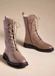 NIB ANTHROPOLOGIE PILCRO STOMPY PATENT LEATHER LACE UP BOOTS Women 9 (EU 39) - Picture 1 of 9