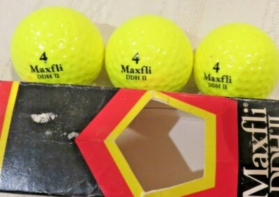 Vintage Sleeve of 3 Maxfli DDH II Yellow Golf Balls - # 2's - Image 1 of 4