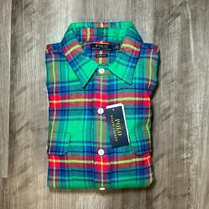 Polo Ralph Lauren vestibilità classica in flanella manica lunga con bottoni - Large - Foto 1 di 6