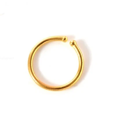 Pure 999 24K Yellow Gold Women Men Small Size Circle Single Hoop Earrings - Image 1 of 4