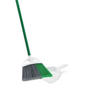BROOM & DUSTPAN SET Angled Broom Kitchens General Household Green / White - Picture 1 of 2