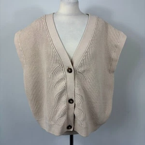 Marks & Spencer Beige Cream Knitted Waistcoat Sweater Vest Size XL UK 20 - 22 - Picture 1 of 10