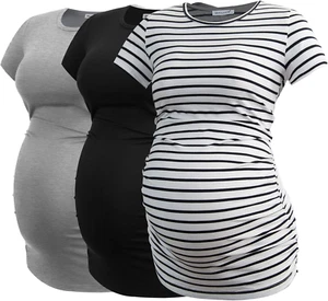Donne Maternità Abbigliamento Top Camicia Abbigliamento Gravidanza 3-Pack - Foto 1 di 12