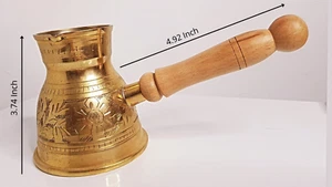 Distinctive Turkish Coffee Kettle Copper with a Wooden Handle - Picture 1 of 6