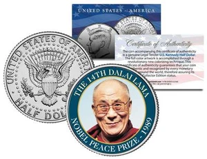 14. DALAI LAMA * FRIEDENSNOBELPREIS * 1989 Medaillengewinner JFK Half Dollar US Münze - Bild 1 von 2