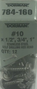Dorman 784-160 10" x 1/2", 3/4", 1" Hex Head Self Tapping Stainless Steel Screws - Bild 1 von 3