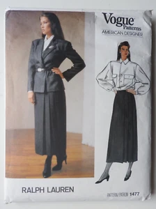 Vogue 1477 pattern Jacket Skirt Blous Sz 12 Designer Ralph Lauren CUT Complete - Picture 1 of 3