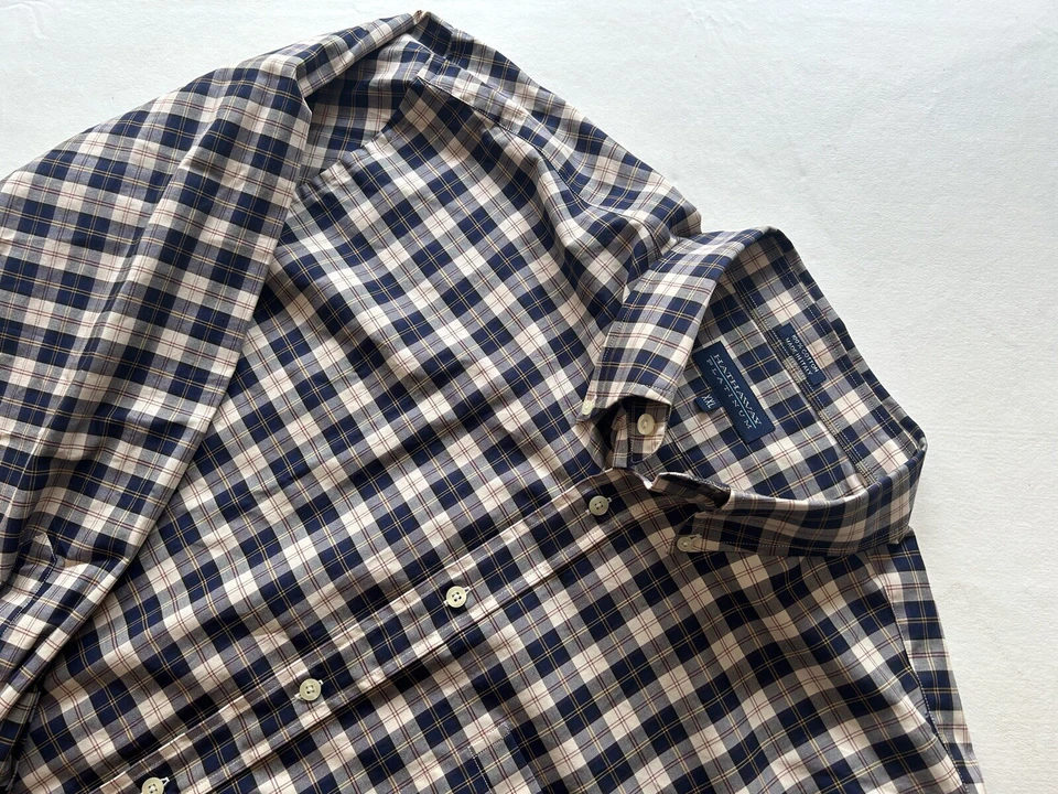 Hathaway Platinum | Blue Plaid Long Sleeve Dress Shirt | 2XL | Italian - Image 1 of 4