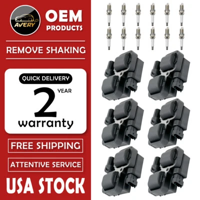 6 Ignition Coil + 12 Spark Plug for Mercedes-Benz C CL CLK ML Class UF359 - Image 1 of 4