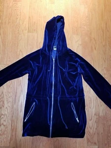 MODA INTERNATIONAL VICTORIA'S SECRET BLUE VELVET FULL ZIP HOODIE SIZE XS - Picture 1 of 9