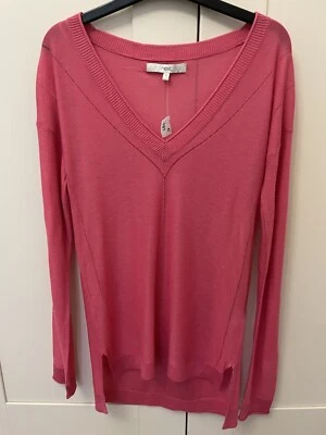*NEXT Ladies Sheer Knit Jumper: Pink V - Neck Jumper - Size 6: Brand New** - Image 1 of 4