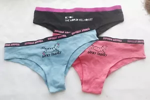 3PCS Women Thong Briefs Solid Cotton Underwear Hipster Bikini G-string Panties L - Picture 1 of 7
