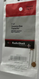 RadioShack 0.1µF 50V Hi-Q Ceramic Disc Capacitor Pk/2 - Picture 1 of 2