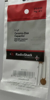 Condensador de disco de cerámica RadioShack 0.1μF 50V Hi-Q paquete/2 Foto 1 de 2