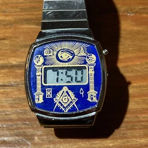 Vintage Masonic 1980s LCD Watch works with new Battery Free Masonry - Picture 1 of 6