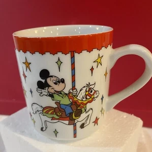 Mickey Minnie Donald Carousel Porcelain Mug Disney Vintage Japan Disneyland EUC - Picture 1 of 7