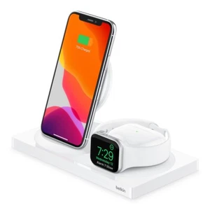 Belkin BOOST 3-in-1 Wireless Charger Stand Dock iPhone Apple Watch AirPods White - Picture 1 of 7