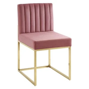 Modway Carriage Channel Tufted Sled Base Performance Dining Chair, Gold Dusty - Picture 1 of 8