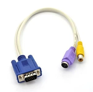 VGA SVGA Male Plug to TV S-Video RCA Female Adapter Converter Connect Cable AU - Picture 1 of 3