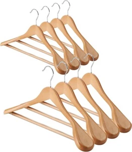 Wooden Hangers Bulk Pack Suit Hangers Premium Natural Finish Home US - Picture 1 of 7
