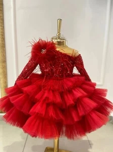 Luxury Flower Girl Dress Scoop Neck Puff Girls Party Dresses Tulle Kids Dress - Picture 1 of 38