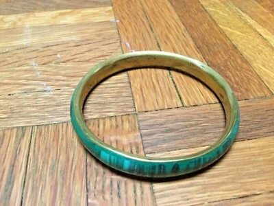 Brazalete antiguo chino de latón y malaquita Foto 1 de 4