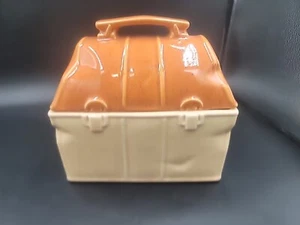 Vintage McCoy Ceramic POTTERY LUNCH BOX COOKIE JAR Marked USA 357 with Lid - Picture 1 of 14