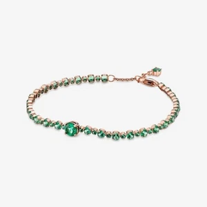 New100% Genuine Pandora Rose Sparkling Green Pavé Tennis Bracelet 580044C01-16cm - Picture 1 of 7