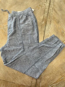NWT Old Navy Light Blue Linen Blend Tapered Leg Pants Waist 36” Inseam 27” Large - Picture 1 of 7