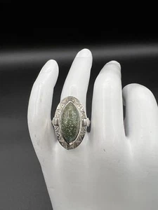 Sterling Silver And Green Jasper Ring, Size 8.5 - Picture 1 of 10
