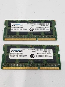 Crucial 8GB Kit (2 x 4GB) DDR3 SODIMM Memory for Mac DDR3L-1066 PC3 8500 - Picture 1 of 2