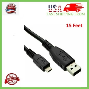 New Extra Long 15 Feet PlayStation 4 Controller USB Charging Cable Charger Cord - Picture 1 of 3