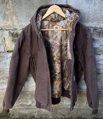 Carhartt Jacket Brown Camo Lined Realtree Active Work 101074 201 Size M - Image 1 of 4