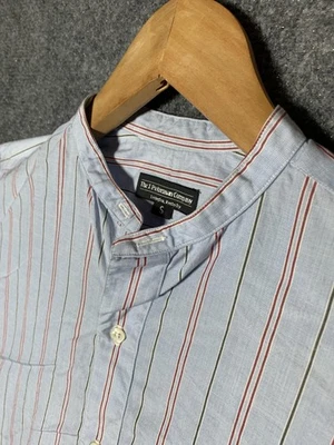 Camisa J Peterman Company Para Hombre Cuello Banda Pequeña Manga Larga Rayas Abotonada Foto 1 de 4