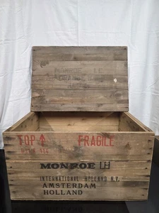 Vtg Wood Shipping Crate Monroe Litton International Holland Amsterdam 21 inch - Picture 1 of 20