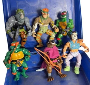 Lotto action figure TMNT vintage 1988-1990 Thermos Lunchbox - compagni di gioco - Foto 1 di 23