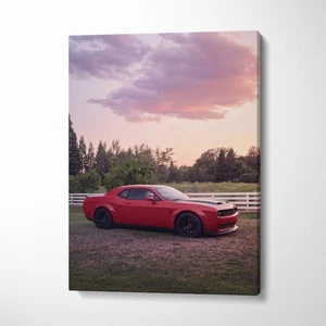 Dodge Challenger Hellcat High Resolution Vertical Car Canvas Print #001 - Picture 1 of 14