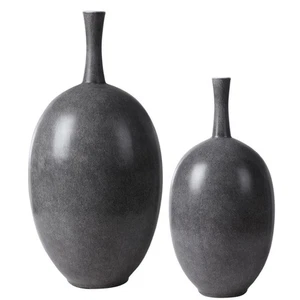 Uttermost Riordan Ceramic Vase in Marbled Black and White (Set of 2) - Picture 1 of 5