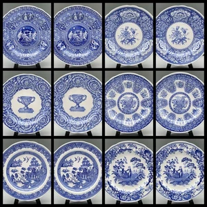 Set 12 SPODE Minty BLUE ROOM COLLECTION Luncheon Plates GREEK FLORAL VICTORIAN + - Picture 1 of 24