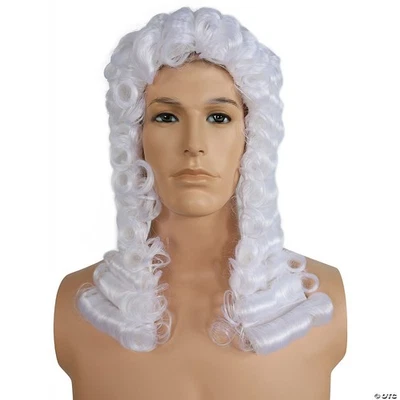 Lacey Costume Judge Wig White Curly LW-593WT Colonial Style Costume Hair #105 - Image 1 of 4