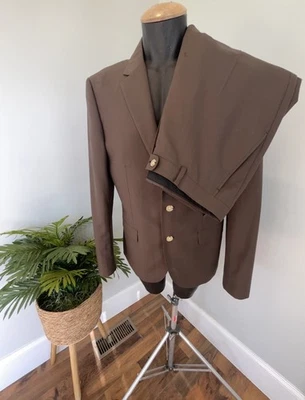 Indochino Mens Sz 44  Jacket Pants 34x31 , 2 Piece Suite Brown Wool Mohair - Image 1 of 4