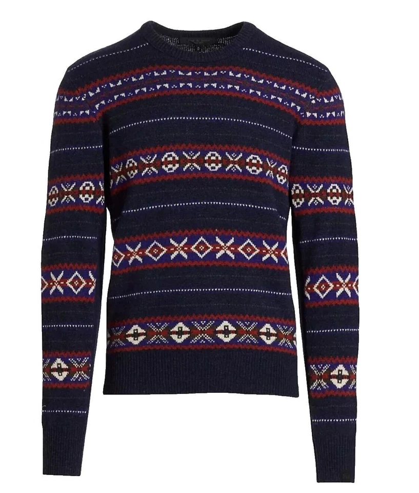 Rag & Bone Mens Multi Wesley Fair Isle Wool Crewneck Sweater Size XL NWOT - Image 1 of 4