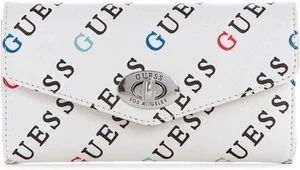 NEU GUESS Damen Willie Turn Lock Logo Print Geldbörse Clutch Tasche Weiß - Bild 1 von 3